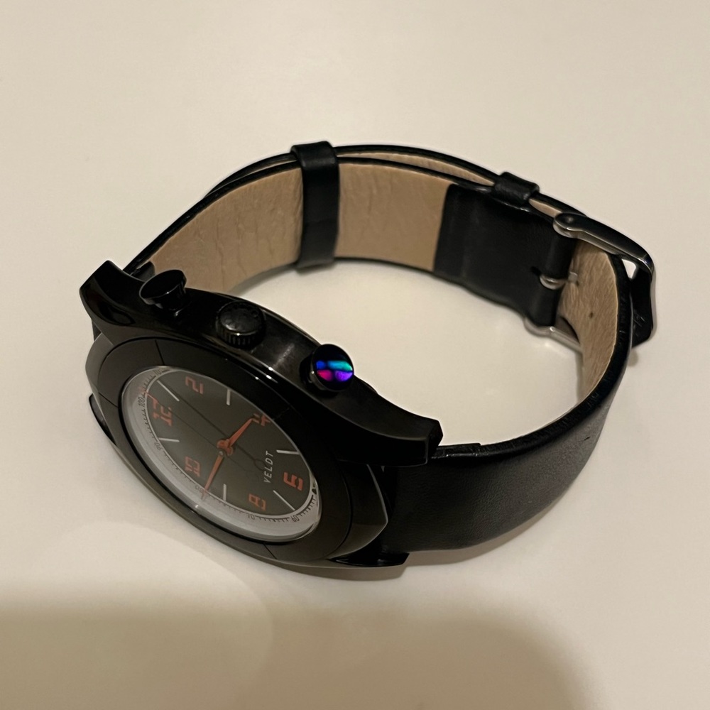 Veldt Mens hybrid Black Quartz Watch Leather Strap - Picture 4 of 11